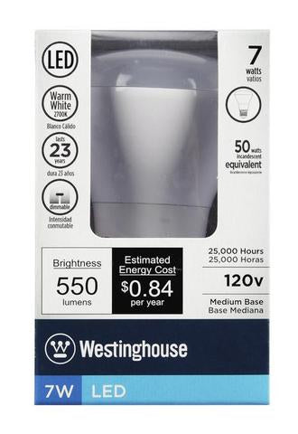 LED R20 Westinghouse Lighting 33050 7R20/LED/DIM/27K 7 Watt LED R20 Flood Lamp Dimmable 27K Westinghouse