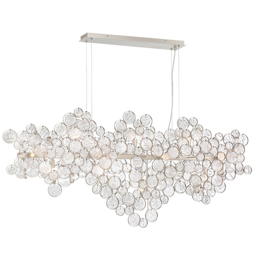 Island Chandelier Eurofase 34032-015 TRENTO 56" Linear Champagne Silver and Glass Chandelier Eurofase
