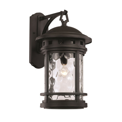 Outdoor Wall Light TransGlobe 40372 Black Outdoor Wall Lantern with Waterfall Glass TransGlobe
