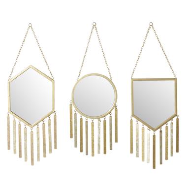 Mirror 43322 Gold Mini Mirror with Metal Tassels - 3 shapes Uma
