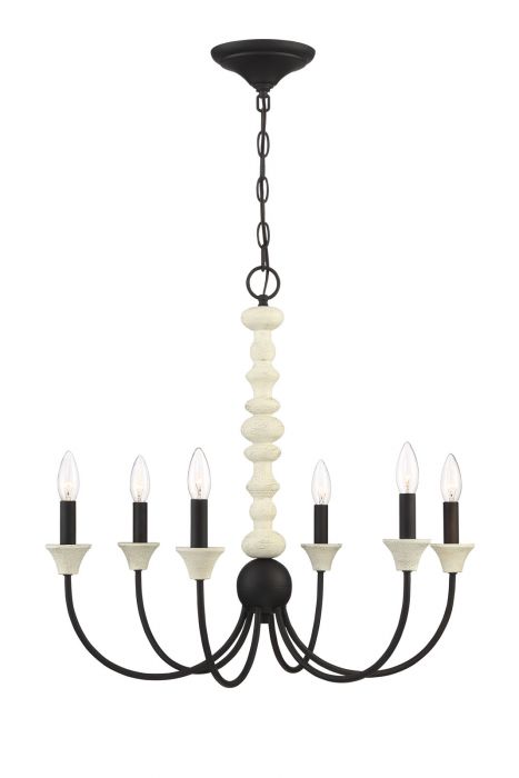 Chandelier Craftmade 52626-CWESP Meadow Place 6 Light Chandelier in Cottage White / Espresso Craftmade