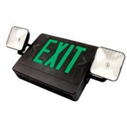 Exit Emergency Combo Combo LED Exit/Emergency Light Double Face, Green Letters, Black 120/277V LightStoreUSA