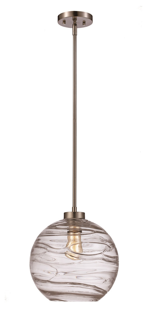 Pendant Trans Globe Lighting PND-2153 11-inch Brushed Nickel Pendant Light with Clear Marbled Glass Transglobe