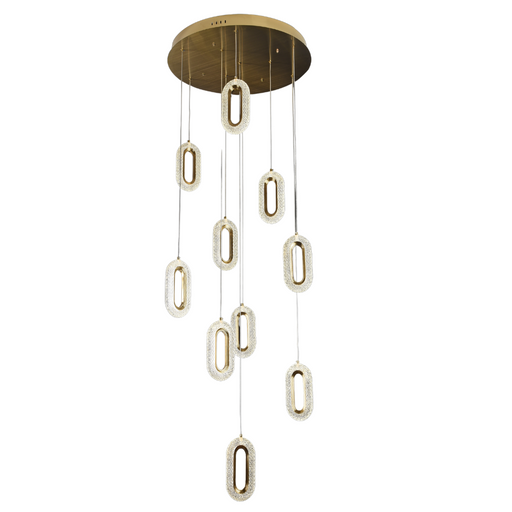 Grand Entry Chandelier Suzanne L1680/10/600GD 10 Light Modern LED Chandelier in Gold Tomia Crystal Chandeliers