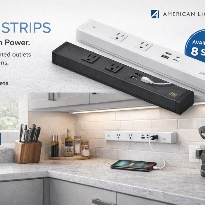 American Lighting ATOM Under Cabinet Power Strip banner