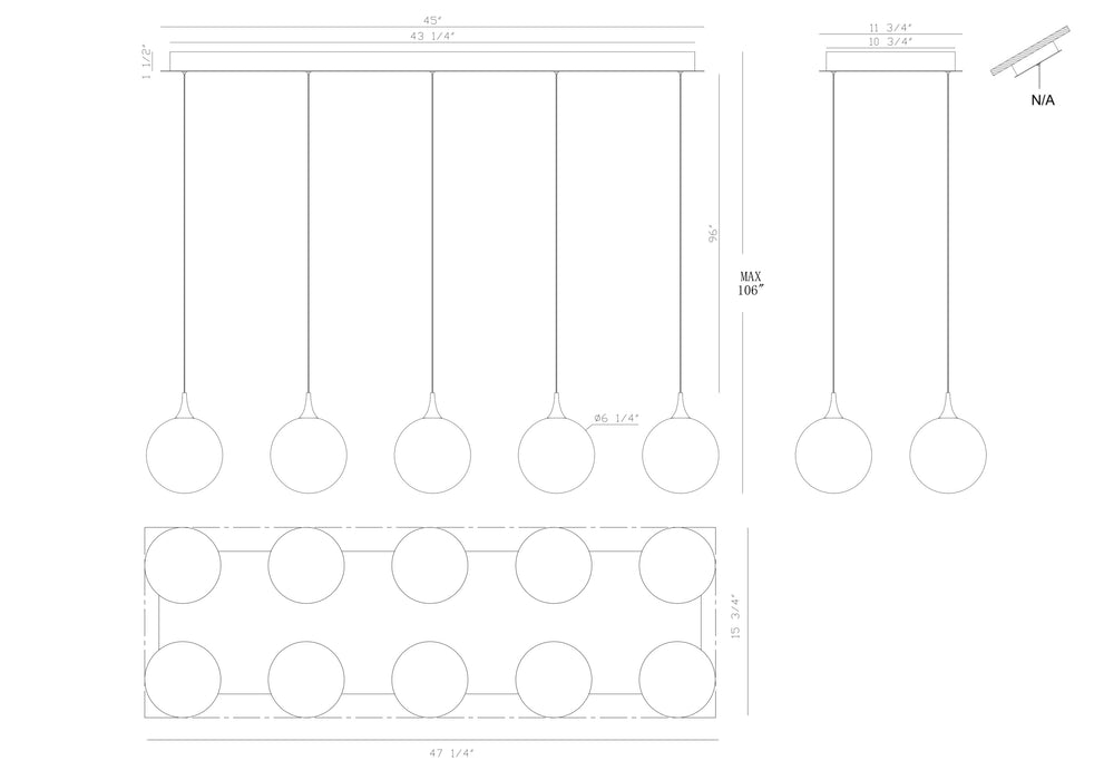 Eurofase 48933-032 Iissa 47" Matte Black LED Chandelier