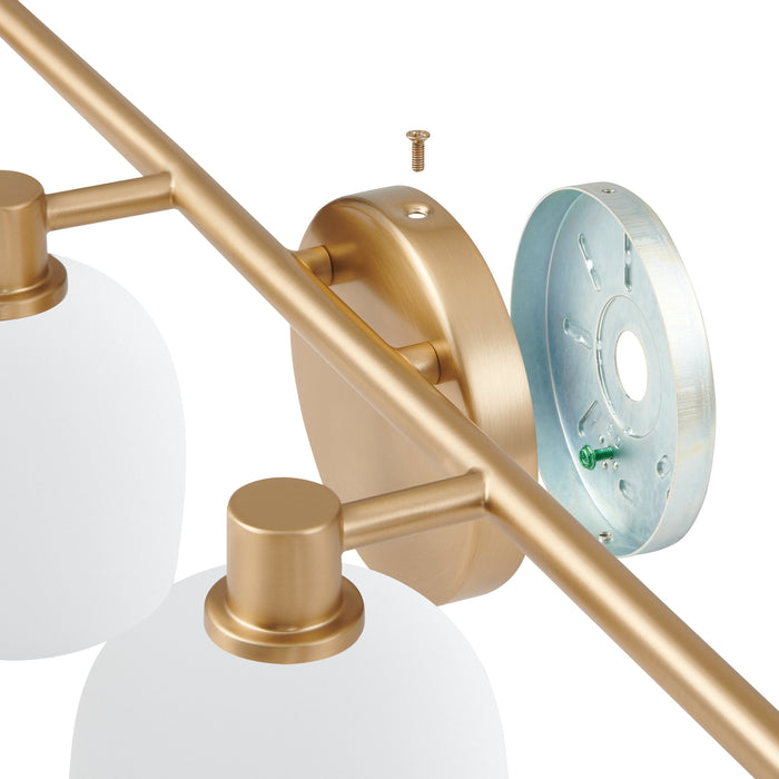 Vanity Light Thesis 207019A Valentina 30 inch 4 light Champagne Gold Vanity Light with Etched Opal Glass Shades THESIS