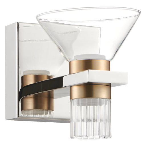 Vanity Light Thesis 207687A Blake 5 inch 2 light Polished Nickel and Champagne Gold 5CCT LED Vanity Light with Clear and Clear Ribbed Glass THESIS