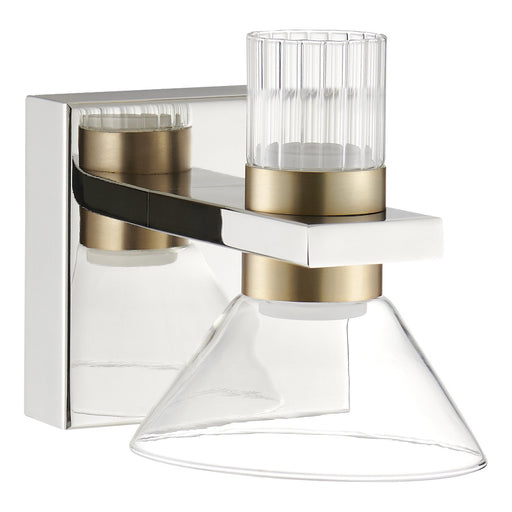Vanity Light Thesis 207687A Blake 5 inch 2 light Polished Nickel and Champagne Gold 5CCT LED Vanity Light with Clear and Clear Ribbed Glass THESIS