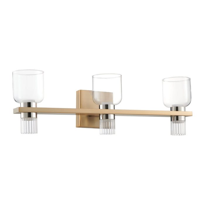 Vanity Light Thesis 207676A Amelia 24 inch 6 light Champagne Gold and Polished Nickel 5CCT LED Vanity Light with Clear and Clear Ribbed Glass THESIS