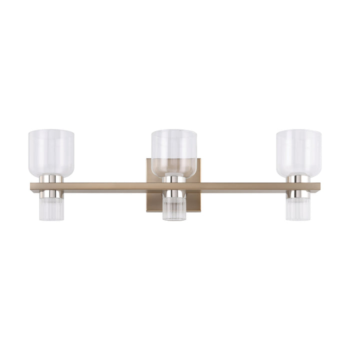 Vanity Light Thesis 207676A Amelia 24 inch 6 light Champagne Gold and Polished Nickel 5CCT LED Vanity Light with Clear and Clear Ribbed Glass THESIS