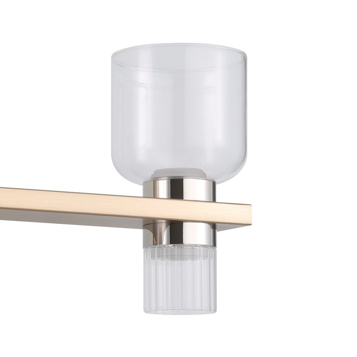 Vanity Light Thesis 207676A Amelia 24 inch 6 light Champagne Gold and Polished Nickel 5CCT LED Vanity Light with Clear and Clear Ribbed Glass THESIS