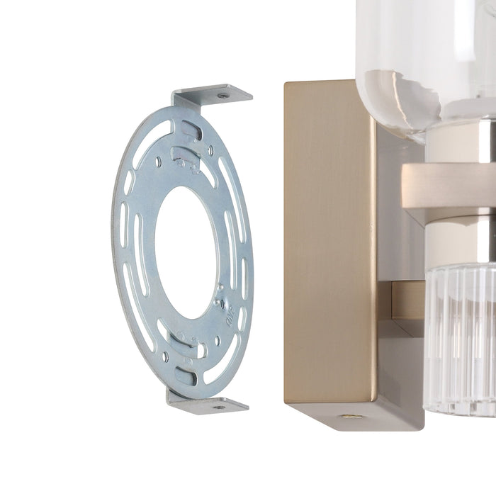 Vanity Light Thesis 207676A Amelia 24 inch 6 light Champagne Gold and Polished Nickel 5CCT LED Vanity Light with Clear and Clear Ribbed Glass THESIS