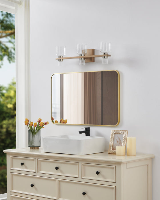 Vanity Light Thesis 207676A Amelia 24 inch 6 light Champagne Gold and Polished Nickel 5CCT LED Vanity Light with Clear and Clear Ribbed Glass THESIS
