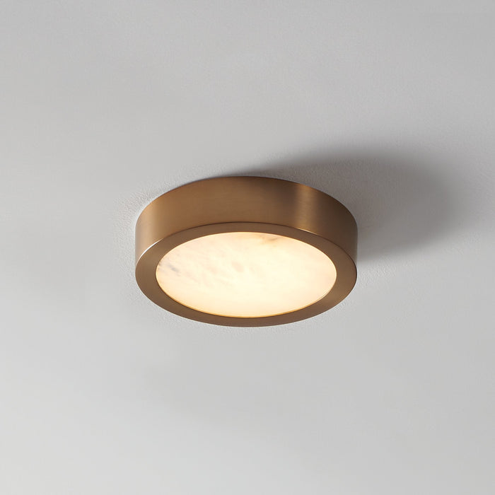 Flush Mount Thesis 207614A Argyle 8 inch Champagne Gold and Natural Alabaster 5CCT LED Flush Mount THESIS