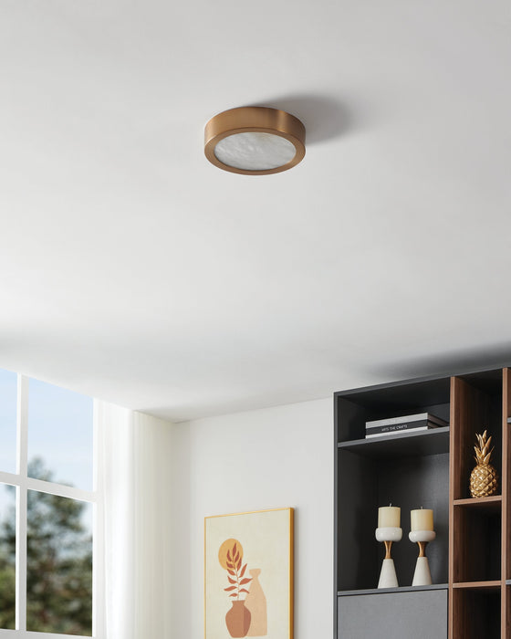 Flush Mount Thesis 207614A Argyle 8 inch Champagne Gold and Natural Alabaster 5CCT LED Flush Mount THESIS