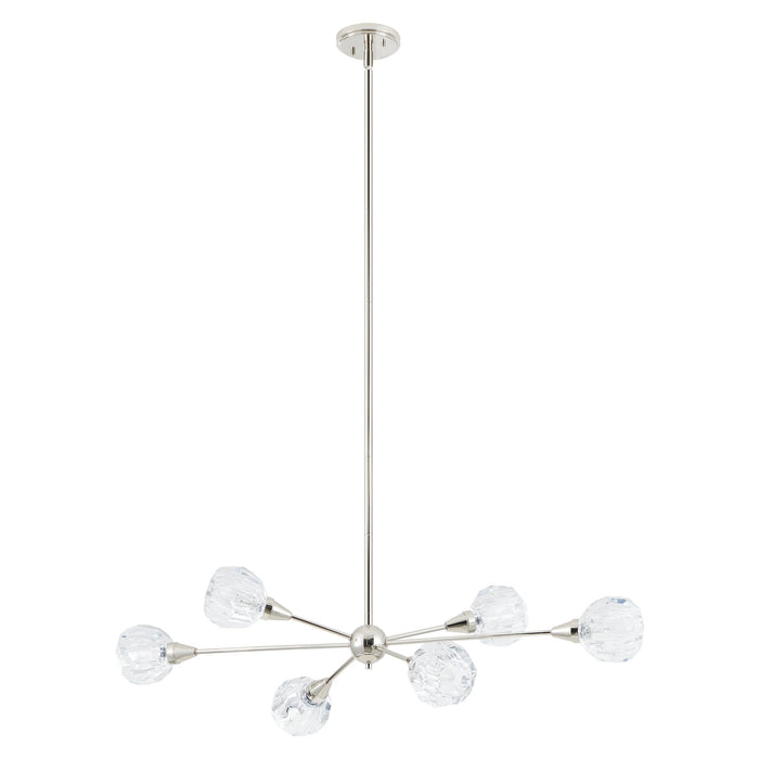 Chandelier Thesis 206944A Helena 42 inch 6 light Polished Nickel Chandelier with Clear Acrylic Shades THESIS
