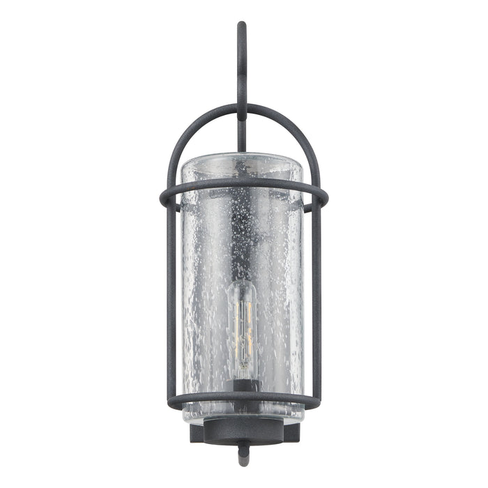 Exterior Wall Sconce Thesis 207137A Taplow 18 inch 1 light Weathered Zinc Exterior Wall Sconce with Clear Seeded Glass Shade THESIS
