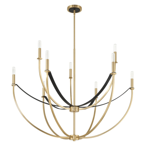 Chandelier Thesis 207371A Sussex 40 inch 9 light Champagne Gold and Black Faux Leather Chandelier THESIS