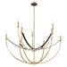 Chandelier Thesis 207371A Sussex 40 inch 9 light Champagne Gold and Black Faux Leather Chandelier THESIS