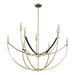 Chandelier Thesis 207371A Sussex 40 inch 9 light Champagne Gold and Black Faux Leather Chandelier THESIS