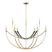 Chandelier Thesis 207371A Sussex 40 inch 9 light Champagne Gold and Black Faux Leather Chandelier THESIS