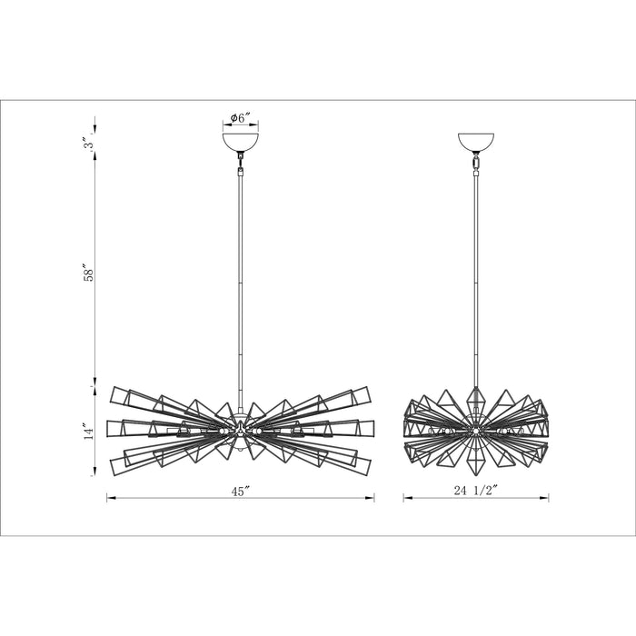 Eurofase 46761-019 Dendelio 45" Matte Black Chandelier
