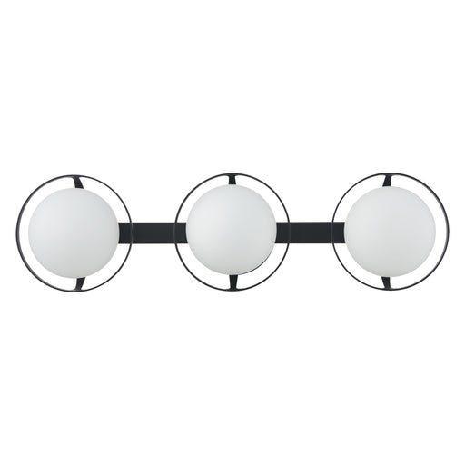 Vanity Light Thesis 206973A Parker 24 inch 3 light Matte Black Vanity Light with Etched Opal Glass Shades THESIS