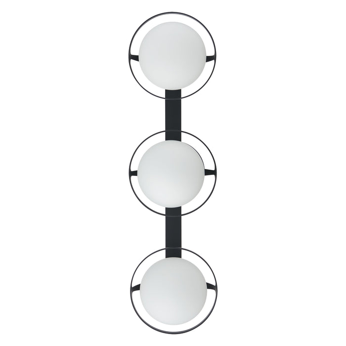 Vanity Light Thesis 206973A Parker 24 inch 3 light Matte Black Vanity Light with Etched Opal Glass Shades THESIS