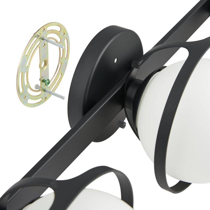 Vanity Light Thesis 206973A Parker 24 inch 3 light Matte Black Vanity Light with Etched Opal Glass Shades THESIS