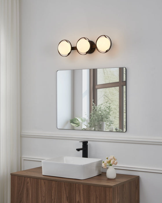 Vanity Light Thesis 206973A Parker 24 inch 3 light Matte Black Vanity Light with Etched Opal Glass Shades THESIS