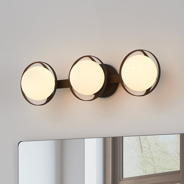 Vanity Light Thesis 206973A Parker 24 inch 3 light Matte Black Vanity Light with Etched Opal Glass Shades THESIS