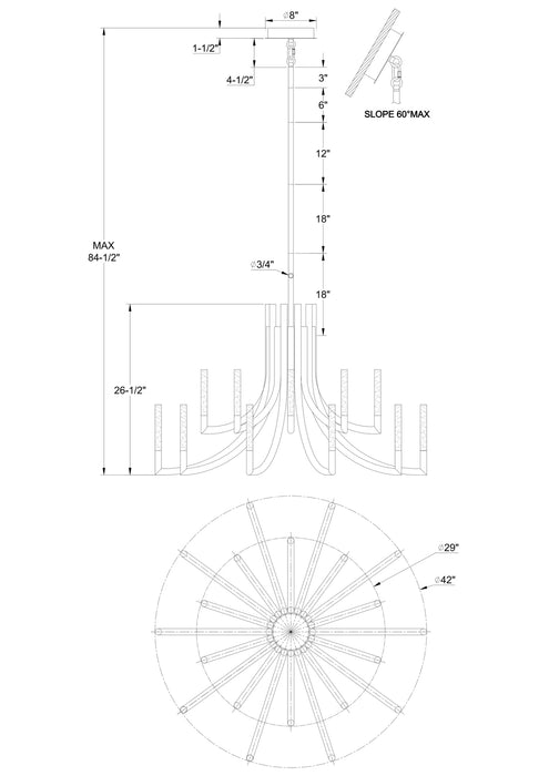 Eurofase 49012-019 Olette 42" Gold LED Chandelier
