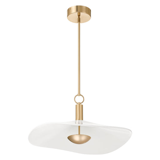 Convertible Pendant Thesis 207396A Novella 24 inch Polished Gold LED Convertible Pendant with White Glazed Ceramic Shade THESIS