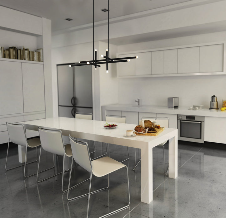 Chandelier Thesis 207296A Manhattan 48 inch 12 Light Matte Black LED Chandelier with Rotating Arms THESIS