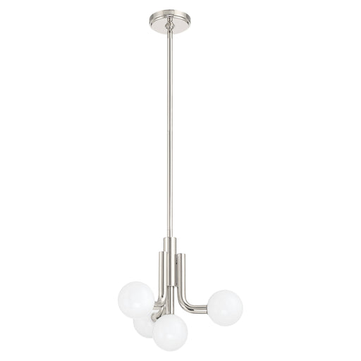 Convertible Pendant Thesis 207352A Stockholm 16 inch 4 light Polished Nickel Convertible Pendant with Opal Glass Shades THESIS