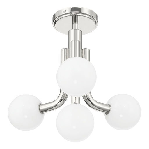 Convertible Pendant Thesis 207352A Stockholm 16 inch 4 light Polished Nickel Convertible Pendant with Opal Glass Shades THESIS