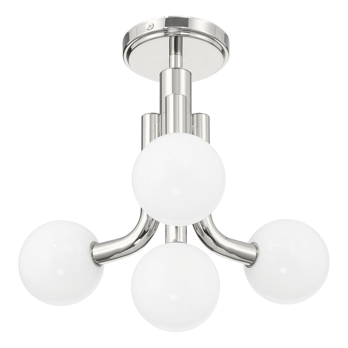 Convertible Pendant Thesis 207352A Stockholm 16 inch 4 light Polished Nickel Convertible Pendant with Opal Glass Shades THESIS