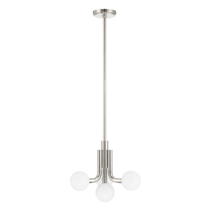 Convertible Pendant Thesis 207352A Stockholm 16 inch 4 light Polished Nickel Convertible Pendant with Opal Glass Shades THESIS