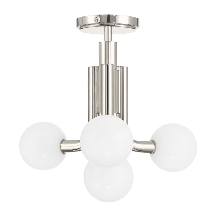 Convertible Pendant Thesis 207352A Stockholm 16 inch 4 light Polished Nickel Convertible Pendant with Opal Glass Shades THESIS