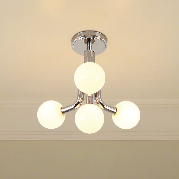Convertible Pendant Thesis 207352A Stockholm 16 inch 4 light Polished Nickel Convertible Pendant with Opal Glass Shades THESIS