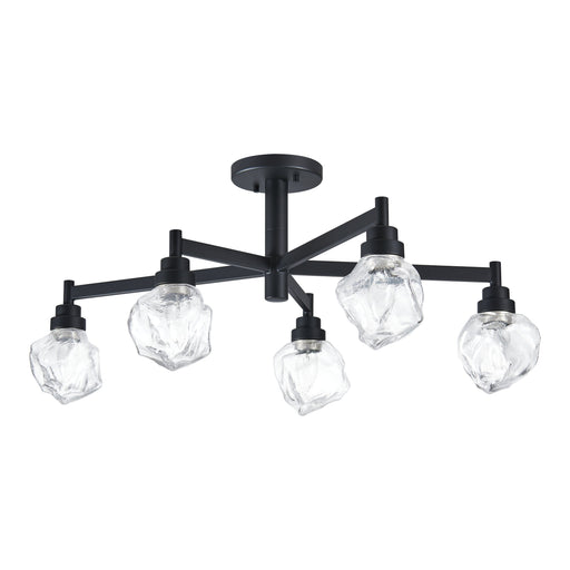 Semi-Flush Mount Thesis 206964A Lillyanna 26 inch 5 light Matte Black Semi Flush Mount with Clear Ice Glass Shades THESIS
