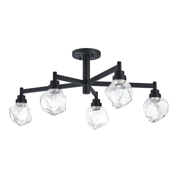 Semi-Flush Mount Thesis 206964A Lillyanna 26 inch 5 light Matte Black Semi Flush Mount with Clear Ice Glass Shades THESIS