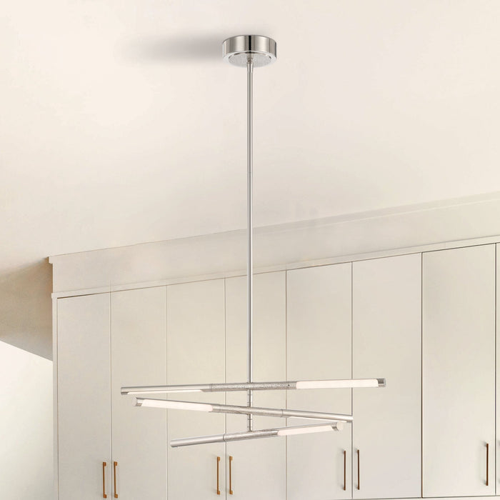 Chandelier Thesis 207284A Overture 24 inch 6 light Polished Nickel 5CCT LED Chandelier THESIS