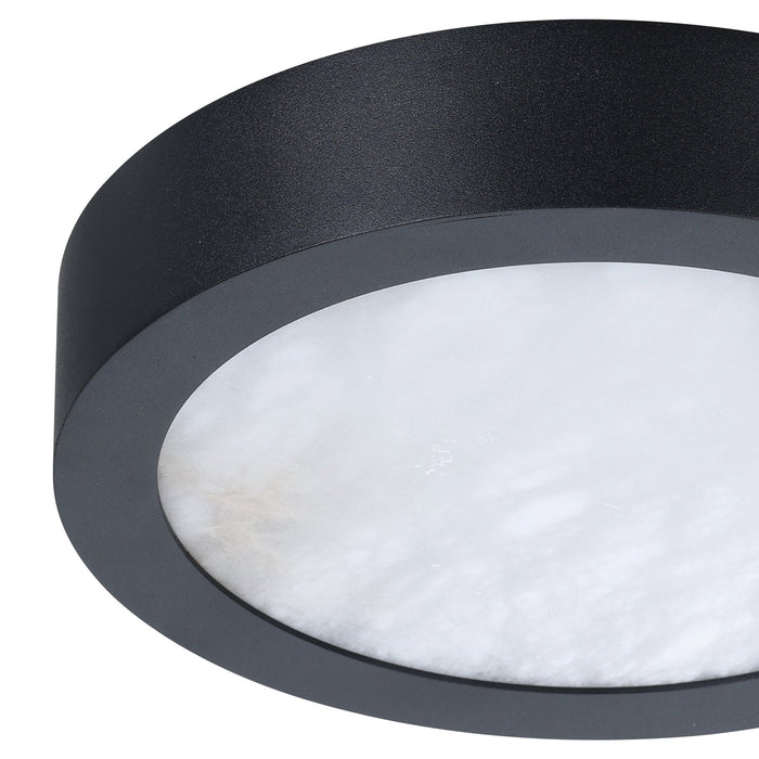 Flush Mount Thesis 207611A Argyle 8 inch Textured Black and Natural Alabaster 5CCT LED Flush Mount THESIS