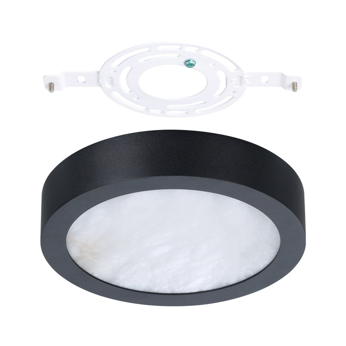 Flush Mount Thesis 207611A Argyle 8 inch Textured Black and Natural Alabaster 5CCT LED Flush Mount THESIS