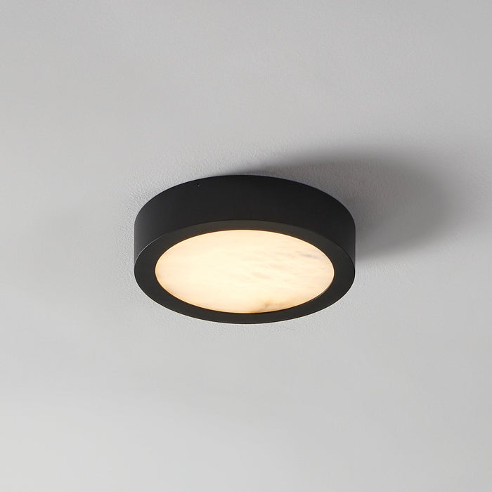 Flush Mount Thesis 207611A Argyle 8 inch Textured Black and Natural Alabaster 5CCT LED Flush Mount THESIS