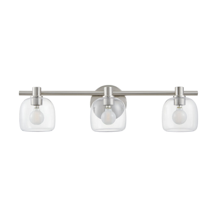 Vanity Light Thesis 207014A Valentina 24 inch 3 light Brushed Nickel Vanity Light with Clear Glass Shades THESIS