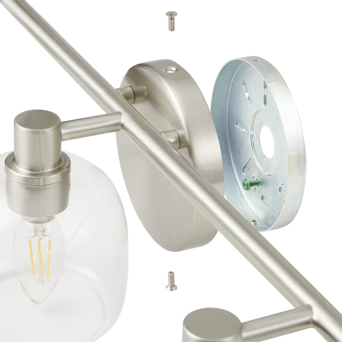 Vanity Light Thesis 207014A Valentina 24 inch 3 light Brushed Nickel Vanity Light with Clear Glass Shades THESIS