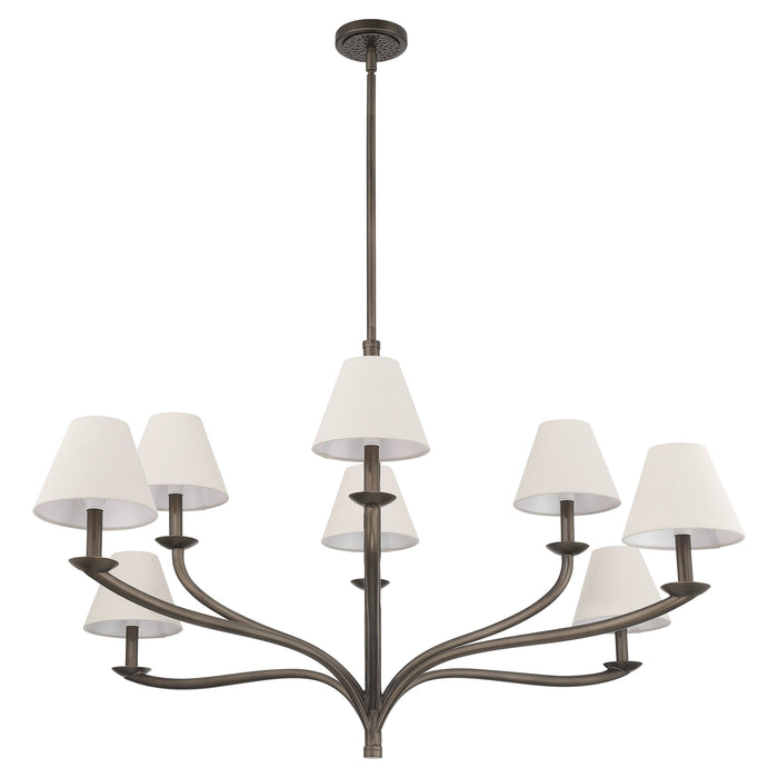 Chandelier Thesis 207339A Bethany 52 inch 8 light Forged Bronze Chandelier with Natural Linen Shades THESIS